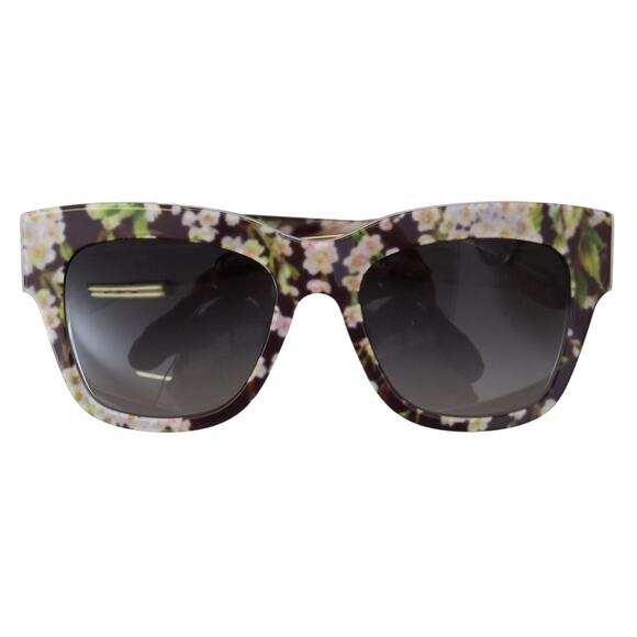 Dolce & Gabbana Black Floral Acetate Rectangle Shades DG4231F Sunglasses main image 3